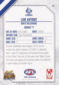 2011 Select AFL Champions #121 Liam Anthony Back